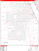 Palm Bay  Wall Map Red Line Style